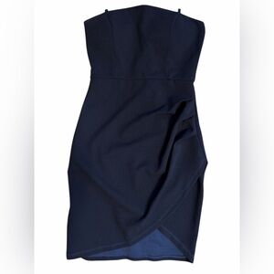 Elegant Navy Blue Strapless Dress